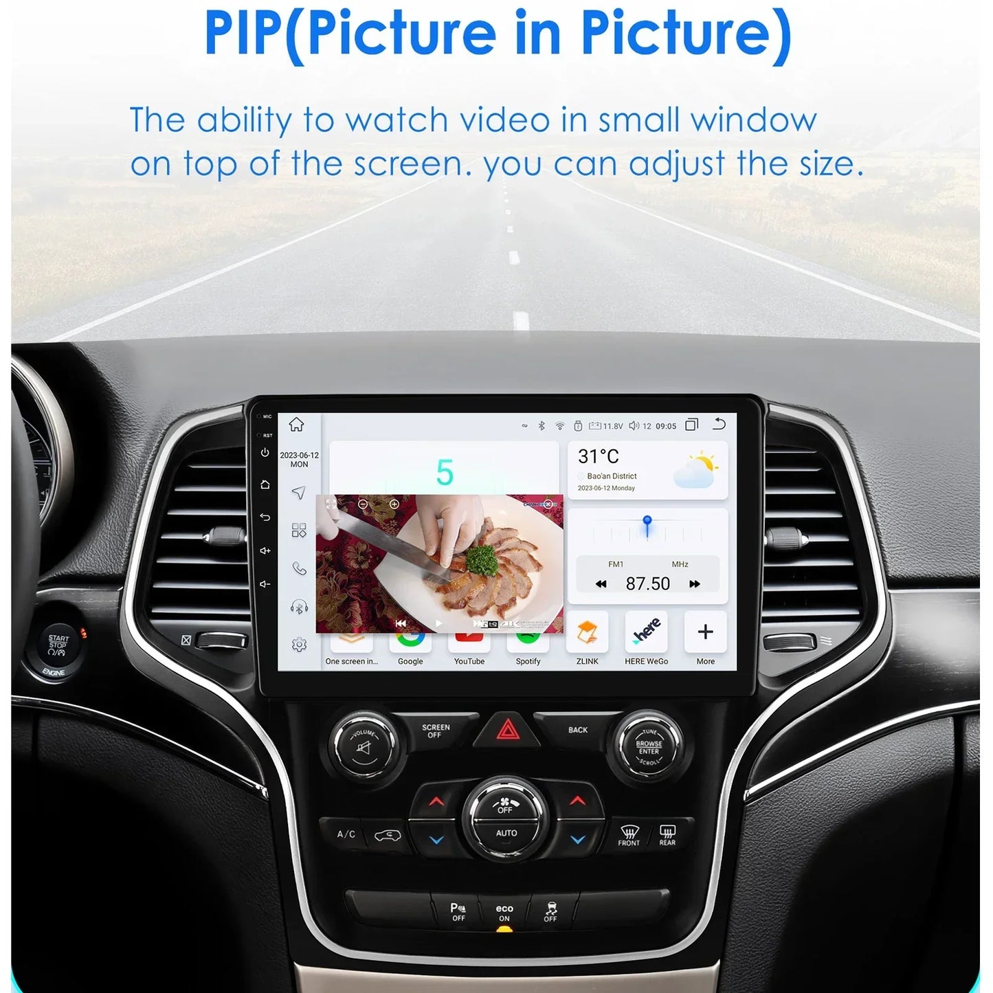 Jeep Grand Cherokee WK2 2014-2022 9" Android 14 Carplay Android auto wireless wifi bt gps 4g   AUTMFH0Y