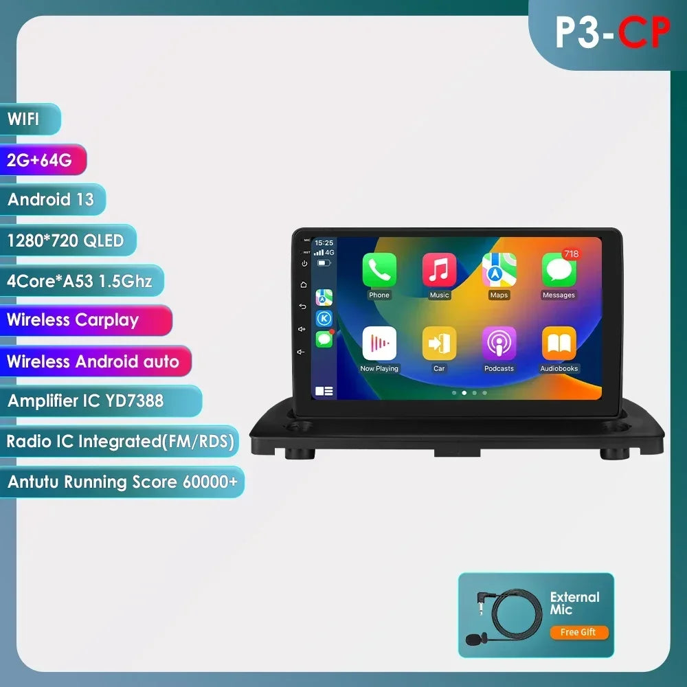 Volvo XC90 2004 - 2014 9" Android 14 Carplay Android auto wireless wifi bt gps 4g  AUTM3LED