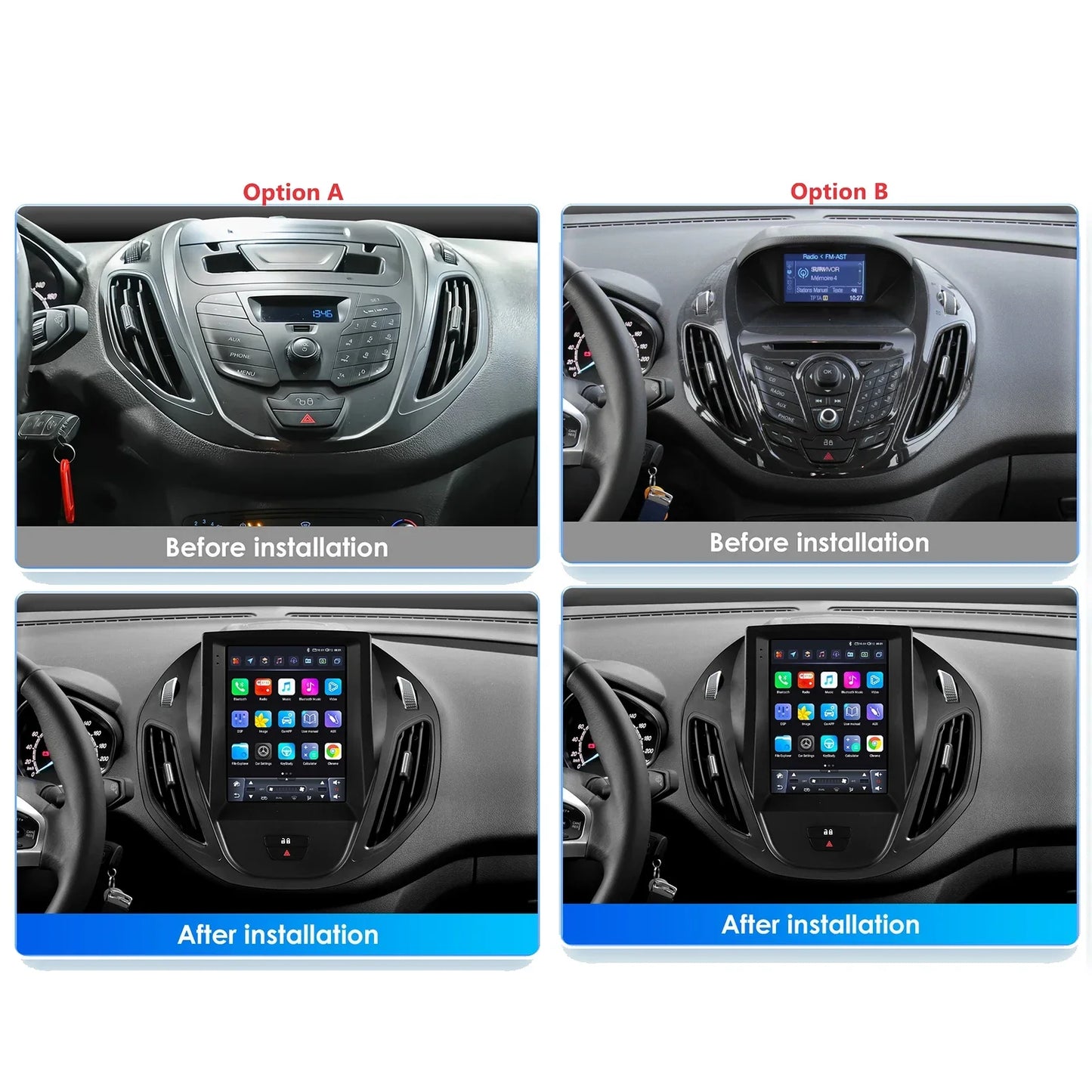 Ford Transit Tourneo / Ford B-Max 2012-2023 9,7" Android 14 Carplay Android auto wireless wifi bt gps 4g AUTM1KTA