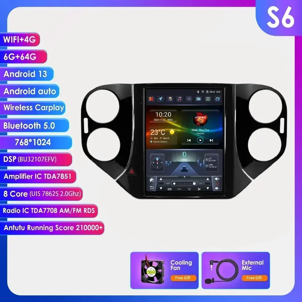 Volkswagen Tiguan 1NF 2007-2016 9,7" " Android 14 Carplay Android auto wireless wifi bt gps 4g  AUTMQ522