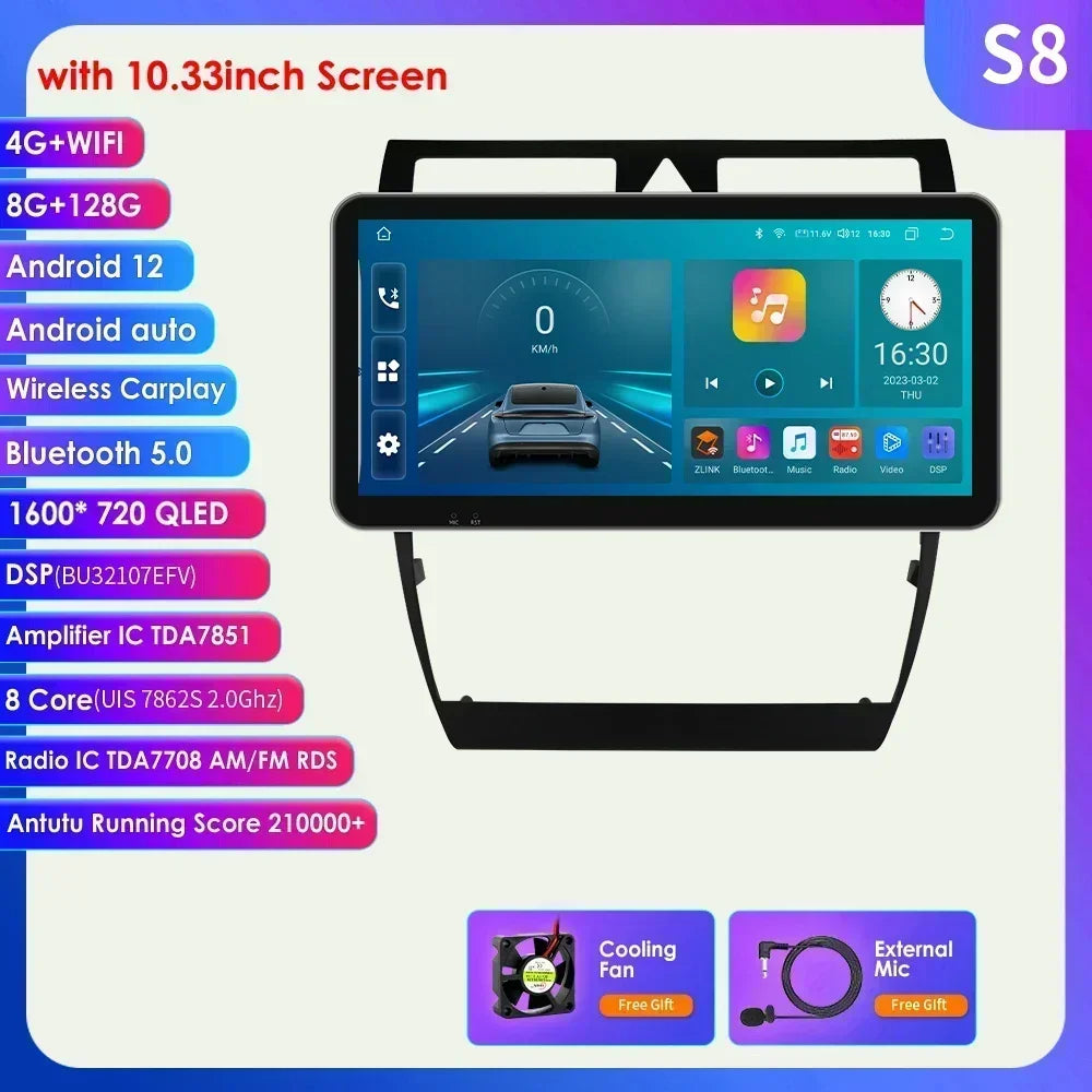 Audi A6 C5 1997-2004 S6 RS6 9" Android 14 Carplay Android auto wireless wifi bt gps 4g  AUTMA9VK