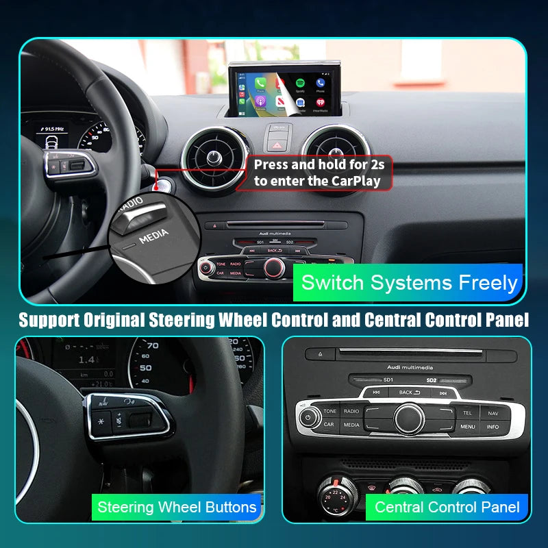Audi  A1 2011-2018 Wireless Apple CarPlay Android Auto Mirror Link AirPlay Navigation AUTMAUDA18