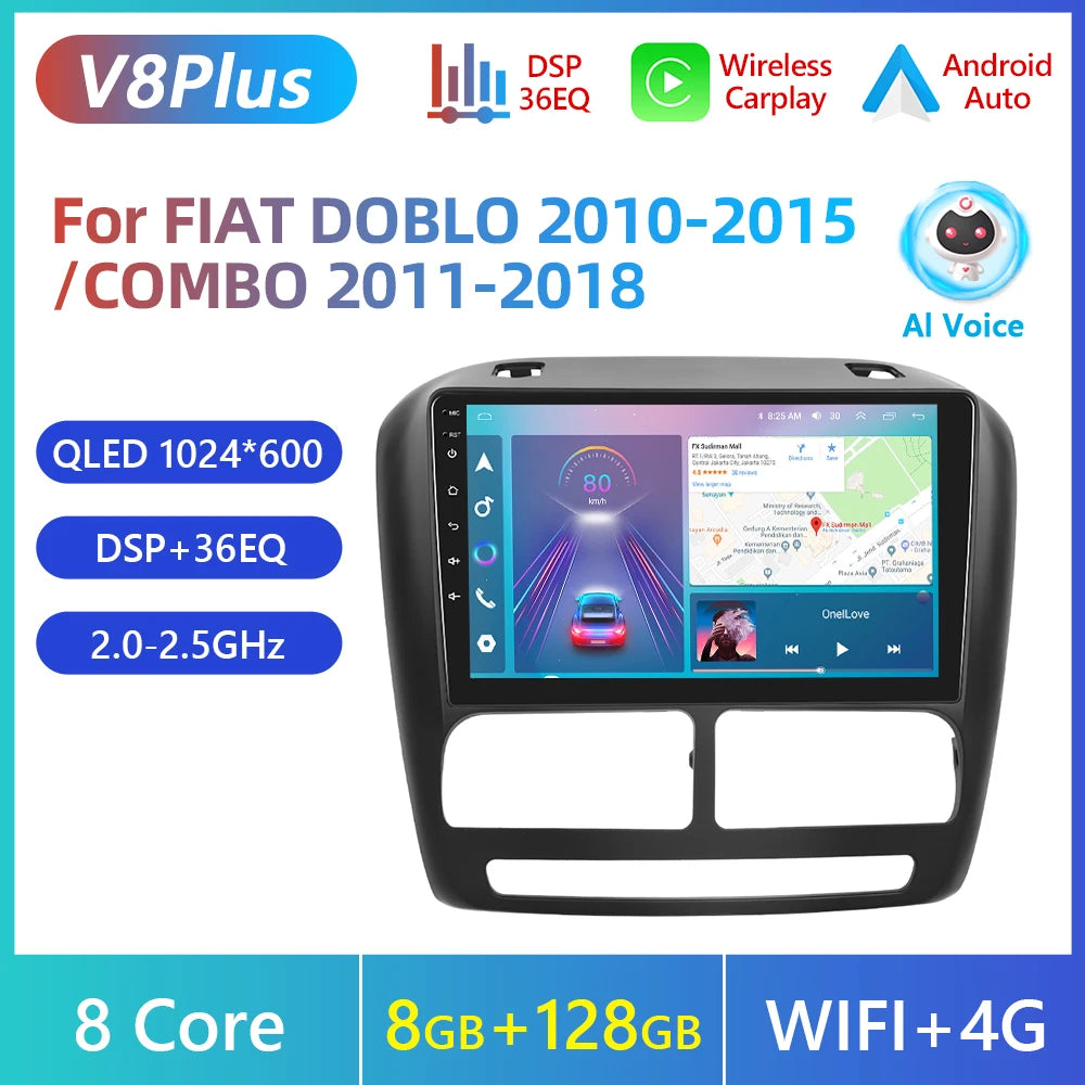 FIAT DOBLO 2010-2015  Android 13 9"  Carplay Car Android Auto Multimedia  GPS DSP wifi BT AUTMFIDBL1