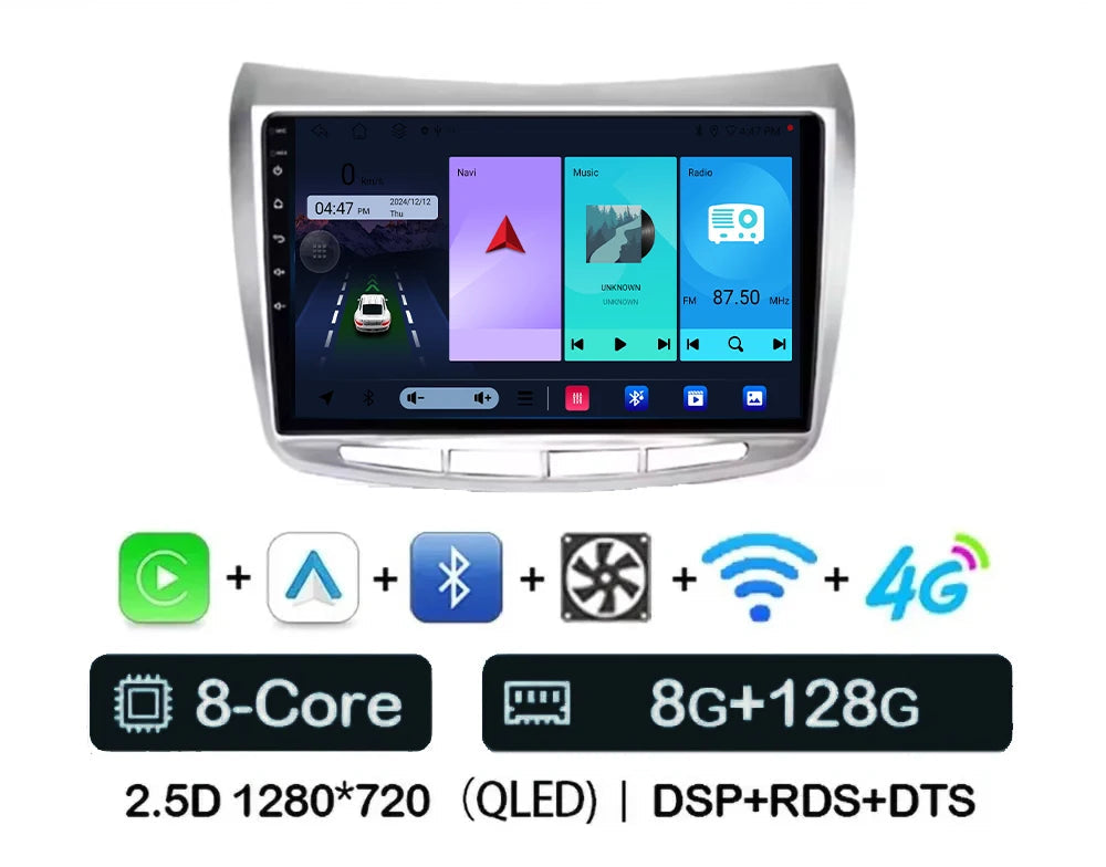Cartablet 9"  Lancia Delta 2009-2019 Android 14 Carplay Android auto wireless wifi bluetooth navigatore satellitare Europa radio RDS AUTMLNCDT
