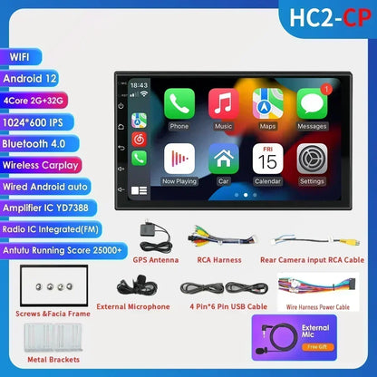 Universale 2 DIN 7" Android 14 Carplay Android auto wireless wifi bt gps 4g AUTMIYLG