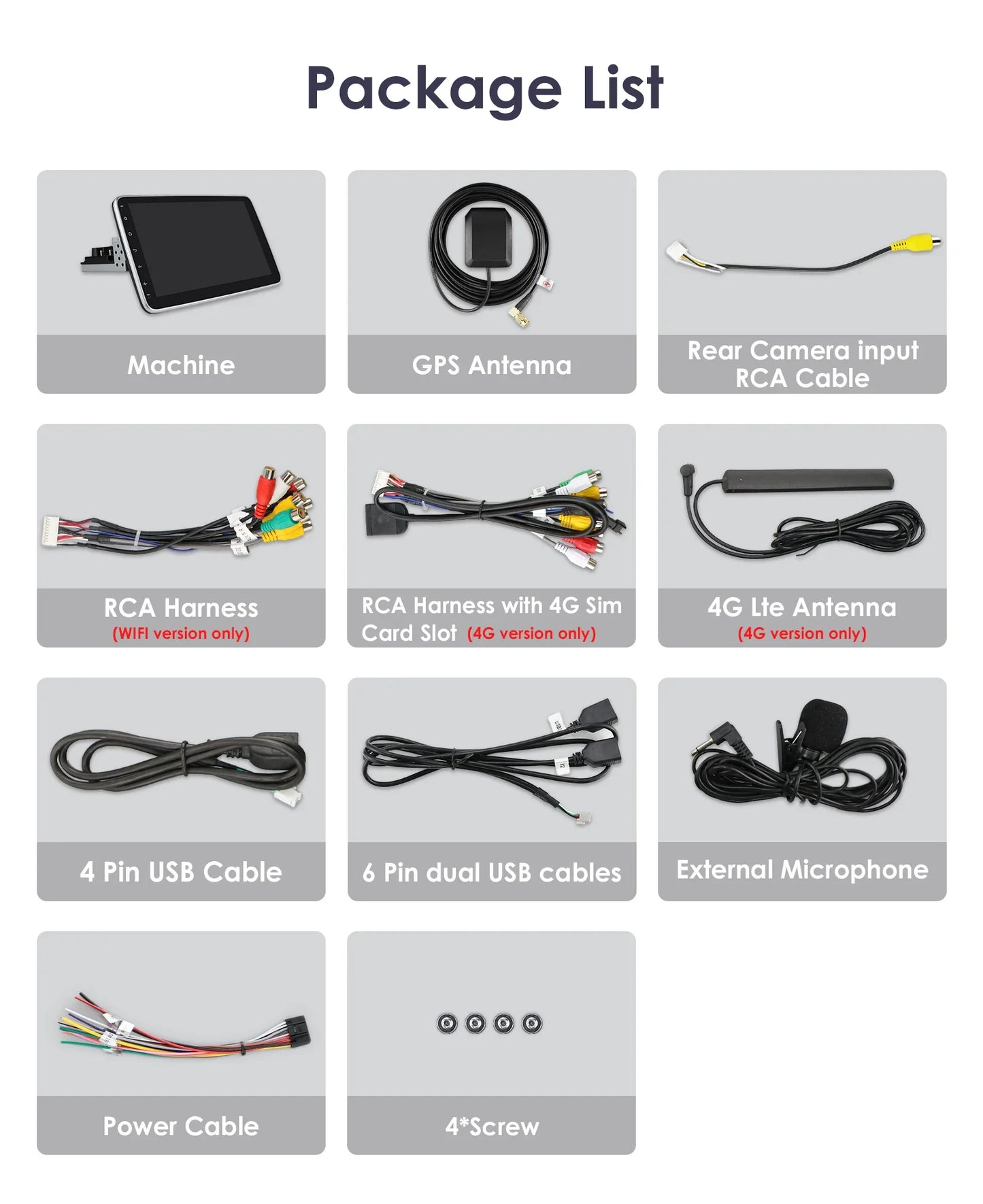 10.1"  1Din Universale Android 14  girevole a 360°  Carplay Android auto wireless  Radio RDS 4G DSP GPS Nav BT AUTMUNI10