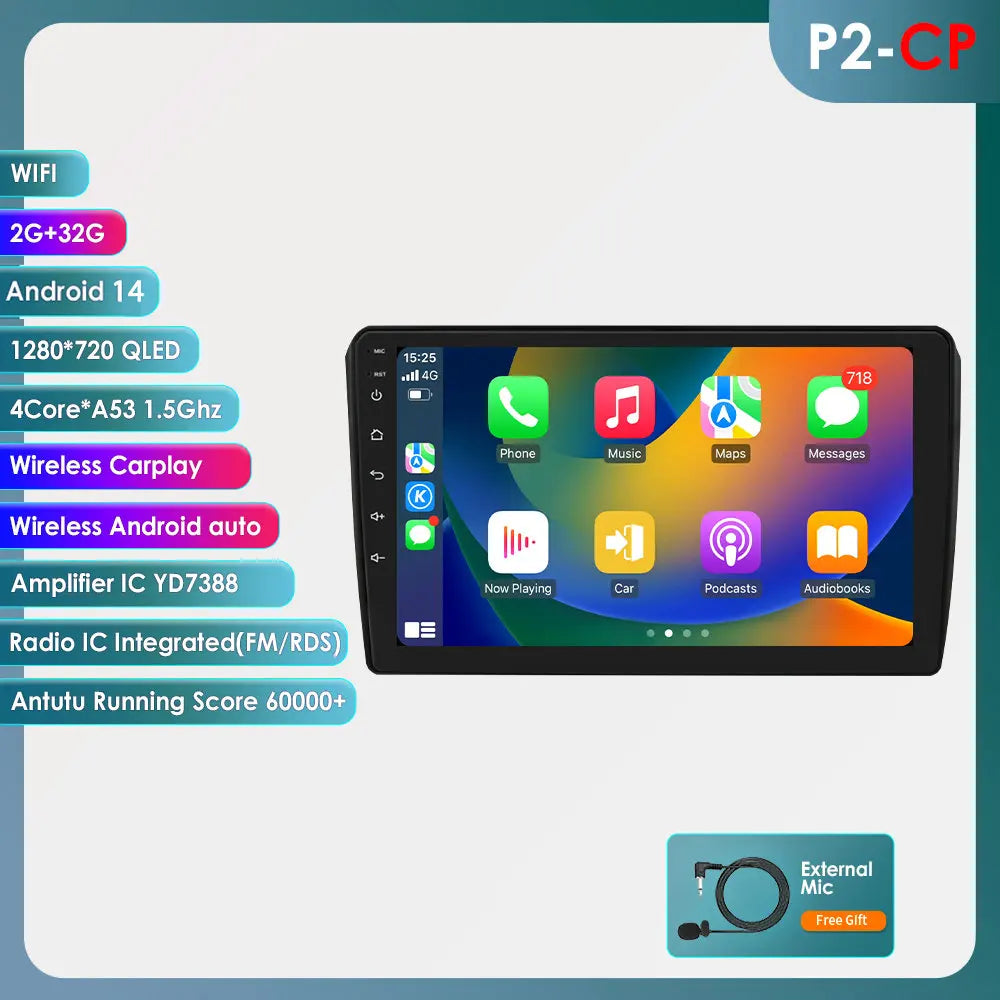 Audi RS3 Sportback A3 8P S3 2003-2012 9" Android 14 Carplay Android auto wireless wifi bt gps 4g  AUTMS8L6