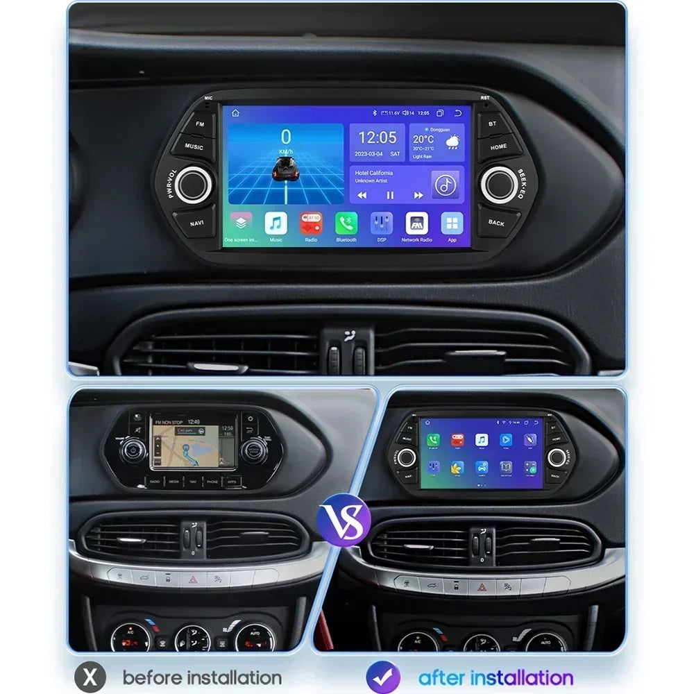 Fiat Tipo Egea 2015-2018 7" Android 14 Carplay Android auto wireless wifi bt gps 4g  AUTMTBBV