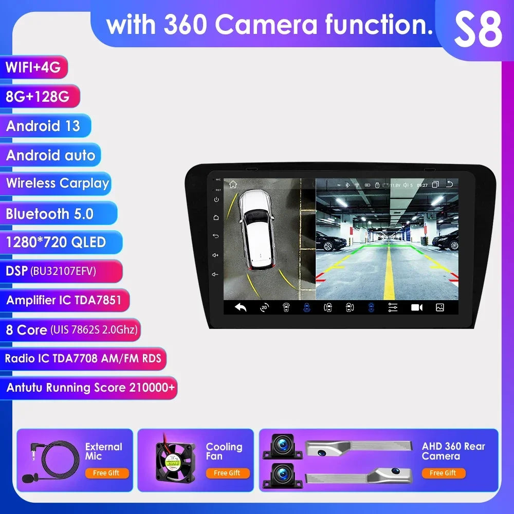 SKODA Octavia 3 A7 2013-2018 10,1"/ 10,33" Android 14 Carplay Android auto wireless wifi bt gps 4g  AUTMCD4D