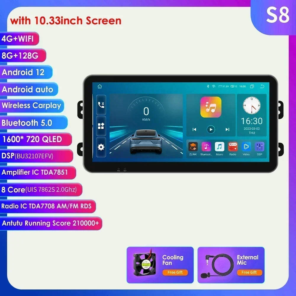 Suzuki SX4/Fiat sedici  2005-2014 9" Android 14 Carplay Android auto wireless wifi bt gps 4g AUTMDSJD