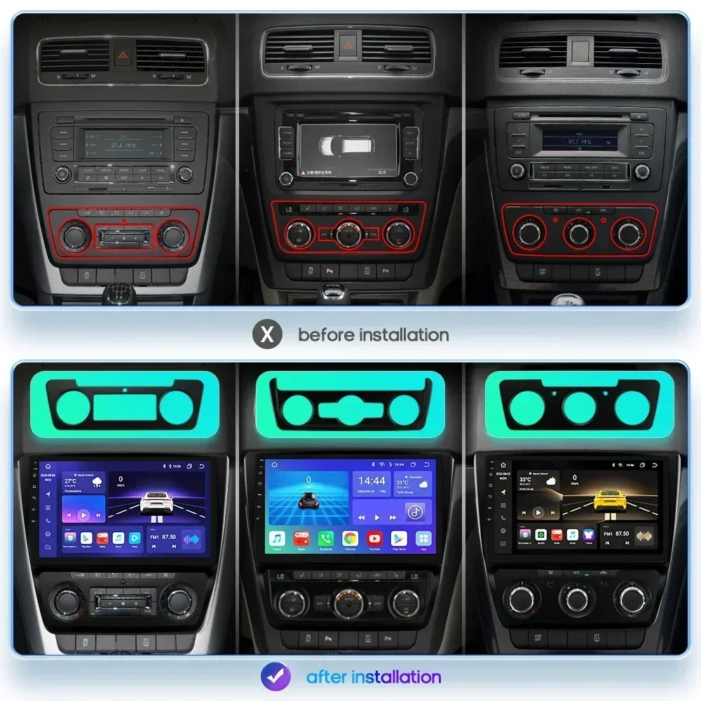 Skoda Yeti 5L 2009-2014 10,1" Android 14 Carplay Android auto wireless wifi bt gps 4g  AUTMDTJX
