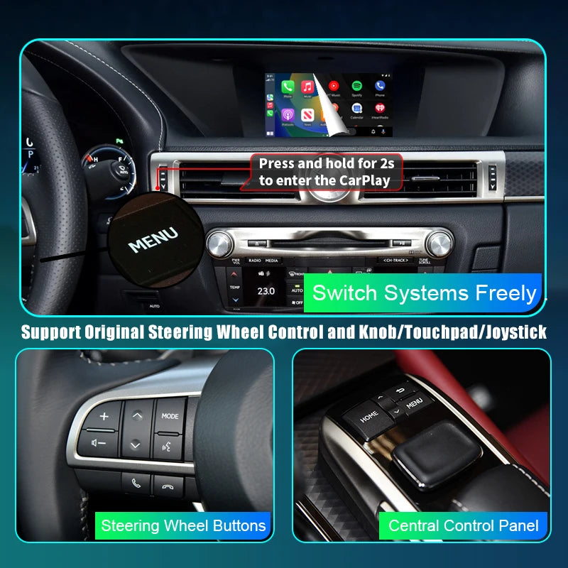 Lexus GS 2015-2017 Wireless CarPlay Android Auto  AirPlay Mirror Link USB Player GPS AUTMLXSGS7