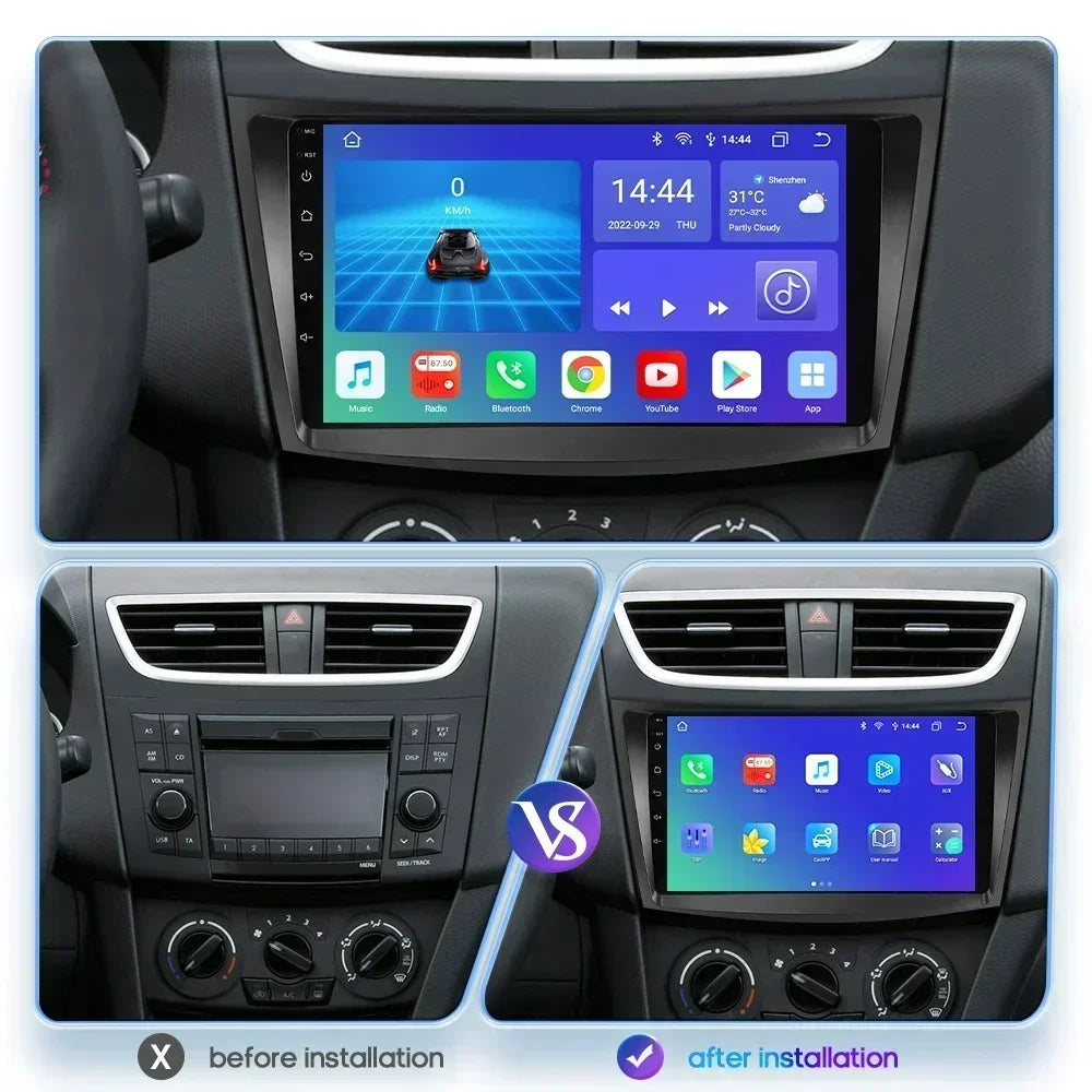 Suzuki Swift 4 2011-2015 9" Android 14 Carplay Android auto wireless wifi bt gps 4g  AUTMSCNB