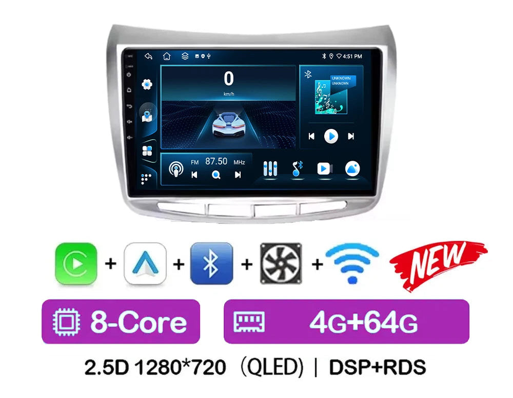 Cartablet 9"  Lancia Delta 2009-2019 Android 14 Carplay Android auto wireless wifi bluetooth navigatore satellitare Europa radio RDS AUTMLNCDT