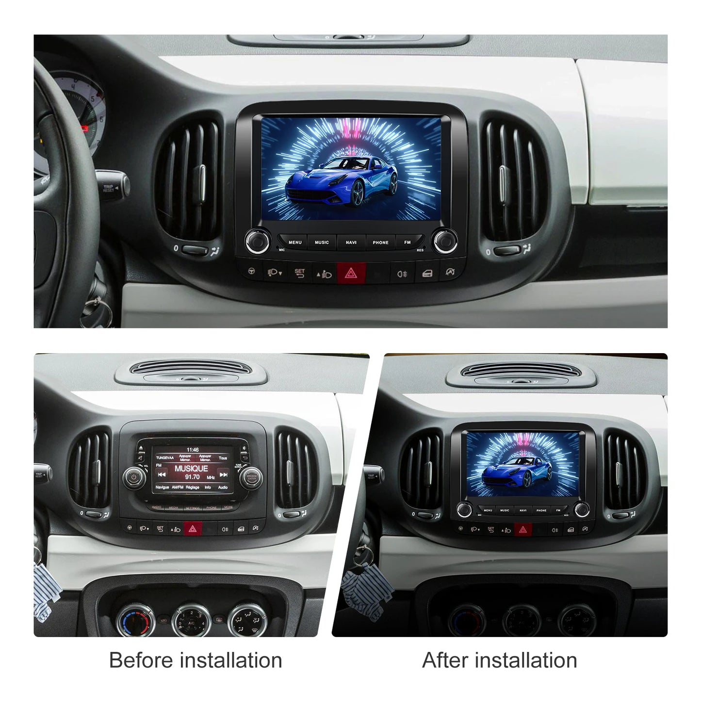 Fiat 500L 2013-2019  4GB+64GB   7" Android 14 Wireless Carplay/Android Auto Car MP3 Player WIFI GPS AUTMFT500L7