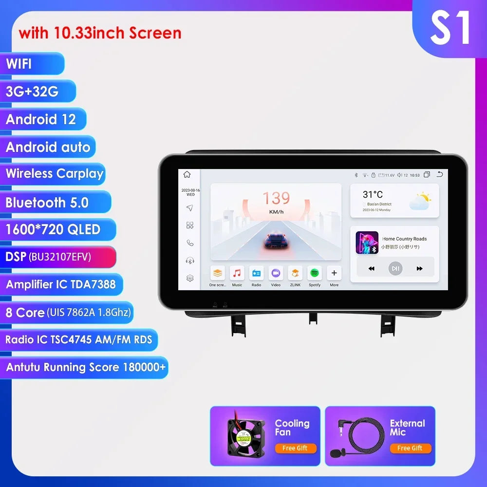 Renault CLIO 3 2005-2014 9" Android 14 Carplay Android auto wireless wifi bt gps 4g  AUTMZ8RB