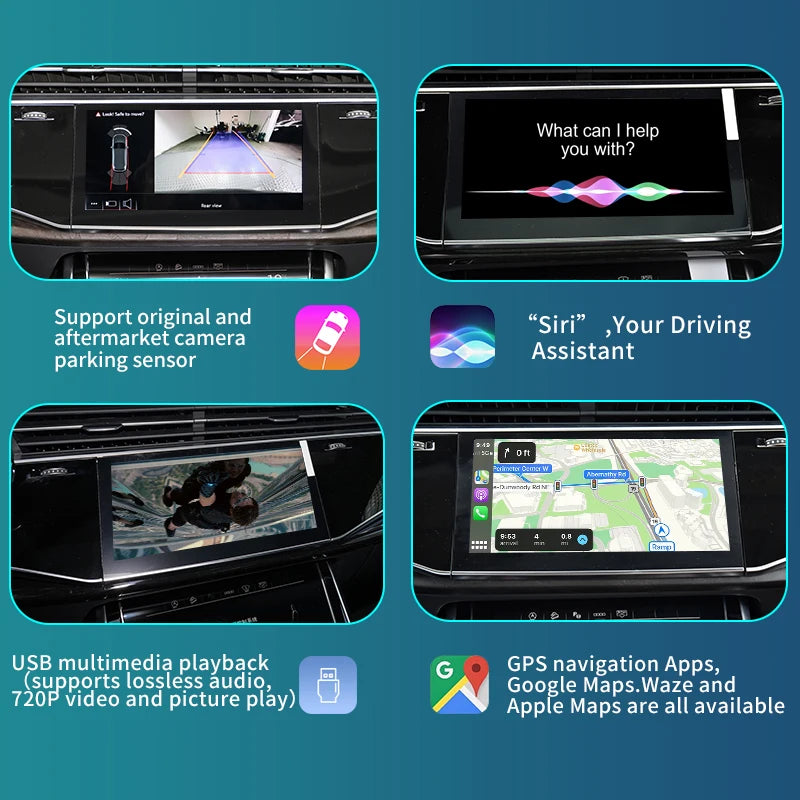 Audi  Q8 MIB3 2020-2022 Wireless Apple CarPlay   Android Auto Mirror Navigation GPS AUTMAUDQ8