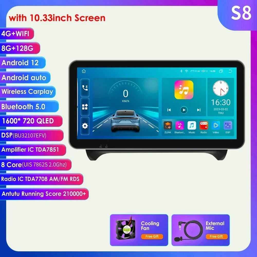 AUDI TT MK2 8J 2006 -2014 9" Android 14 Carplay Android auto wireless wifi bt gps 4g  AUTMMWU1