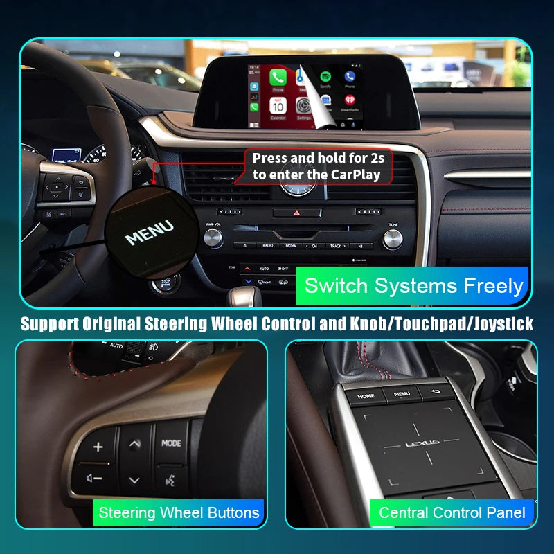 Lexus RX 2015-2022 Wireless CarPlay  Android Auto Mirror Link AirPlay  USB ,Plug and Play AUTMLXSRX22