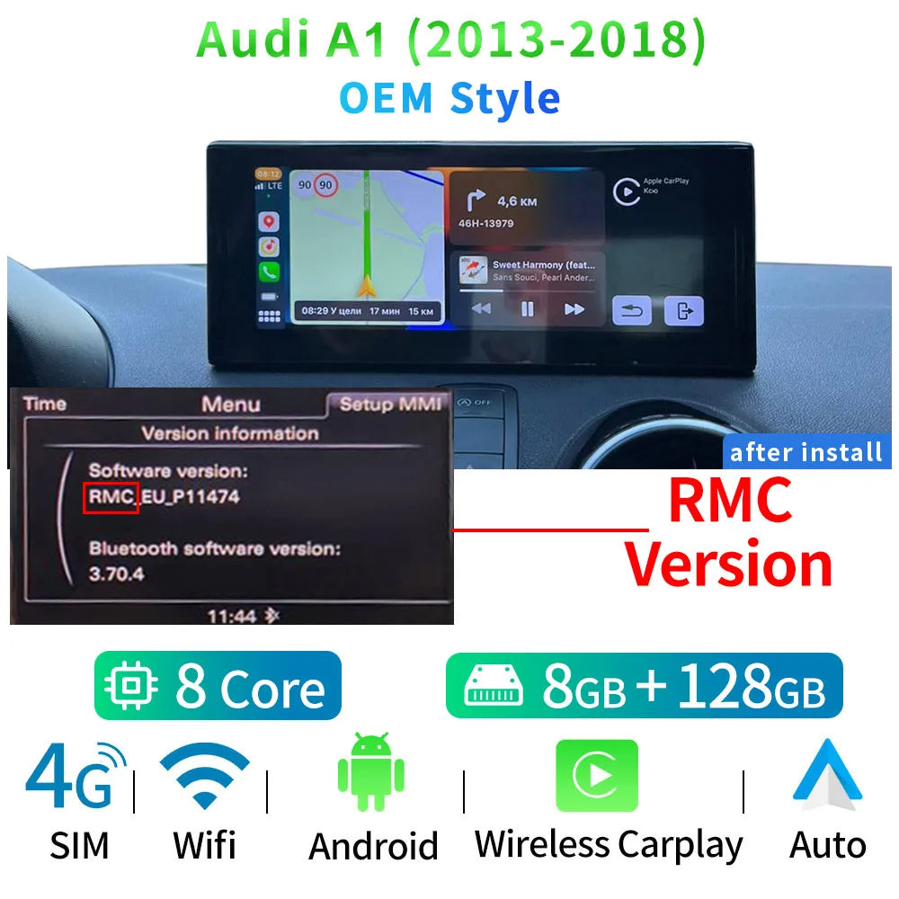 Audi A1 Q2 2013-2019 10,25" Carplay Android auto wireless WIFI GPS Bluetooth AUTM2R3L