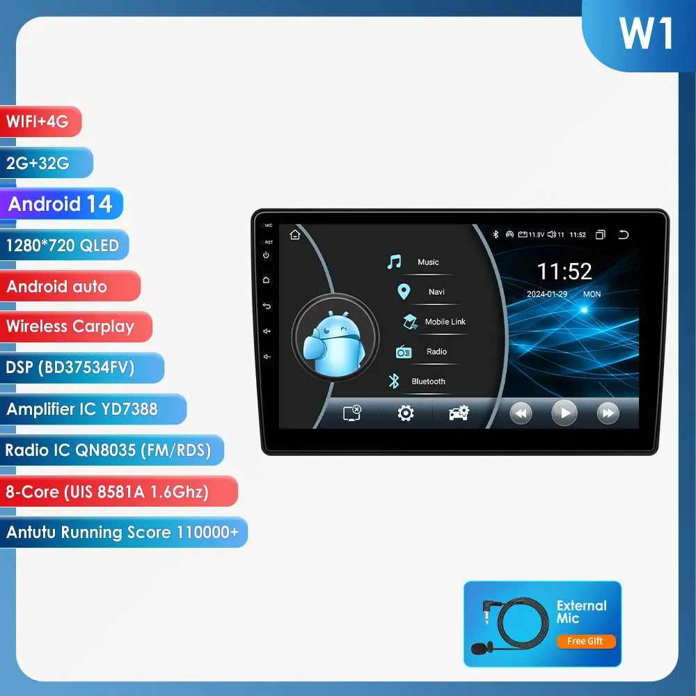 C5 2008 -2017 10,1" Android 14 Carplay Android auto wireless wifi bt gps 4g  AUTMTLBY