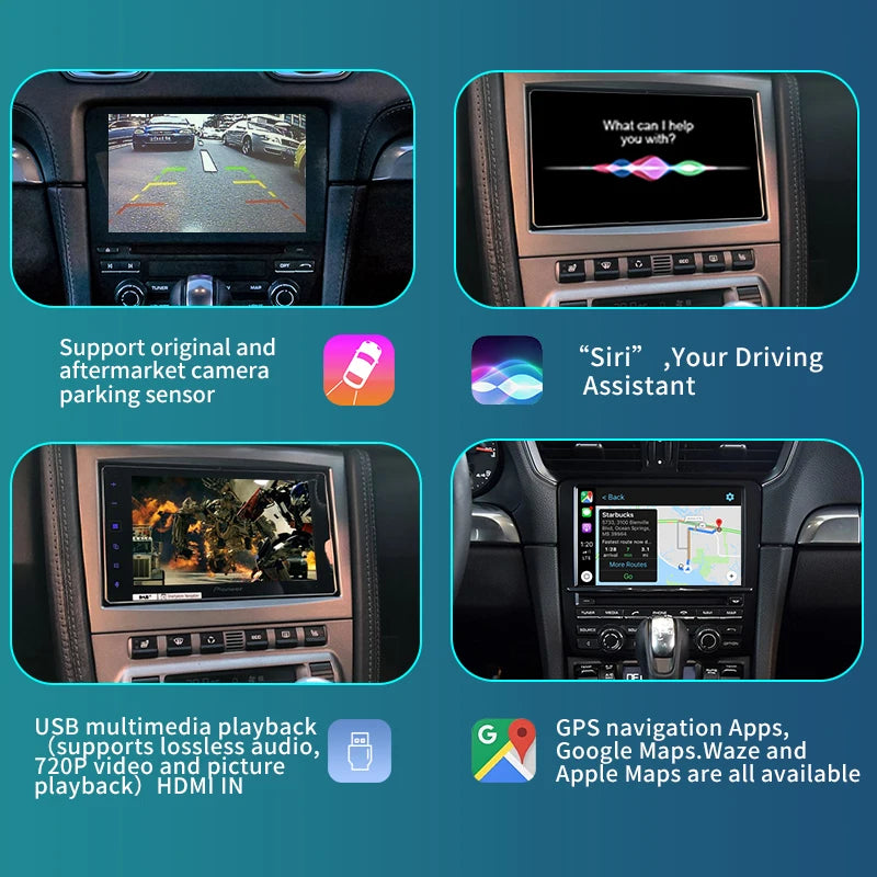 Porsche 911 Bosxter Cayman Macan Cayenne Panamera PCM/CDR Wireless Apple Carplay    Android Auto  Rear Camera AUTMPSQBCMP