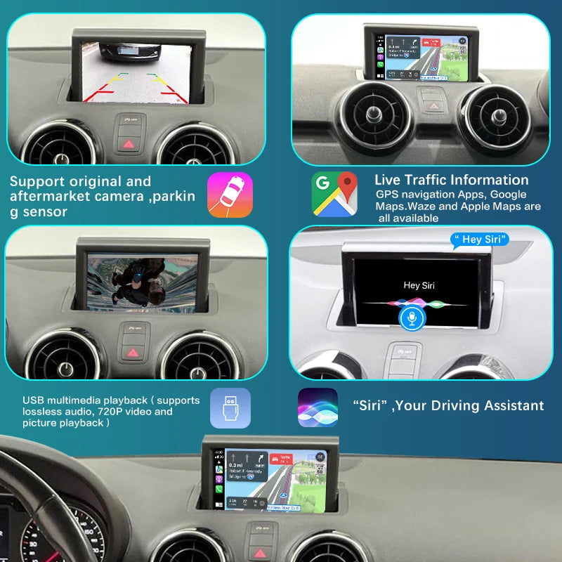 Audi A1 Q3 2013-2018 Wireless Apple CarPlay Android Auto AirPlay Mirror Link Bluetooth Reverse Camera AUTMAUDA1Q3