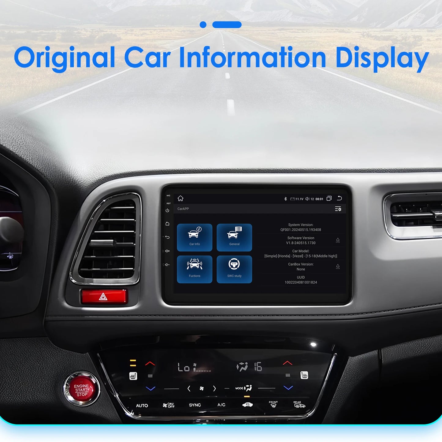 Honda Vezel HR-V HRV HR V XRV 2013-2022 9" Android 14 Carplay Android auto wireless wifi bt gps 4g AUTMQBOO