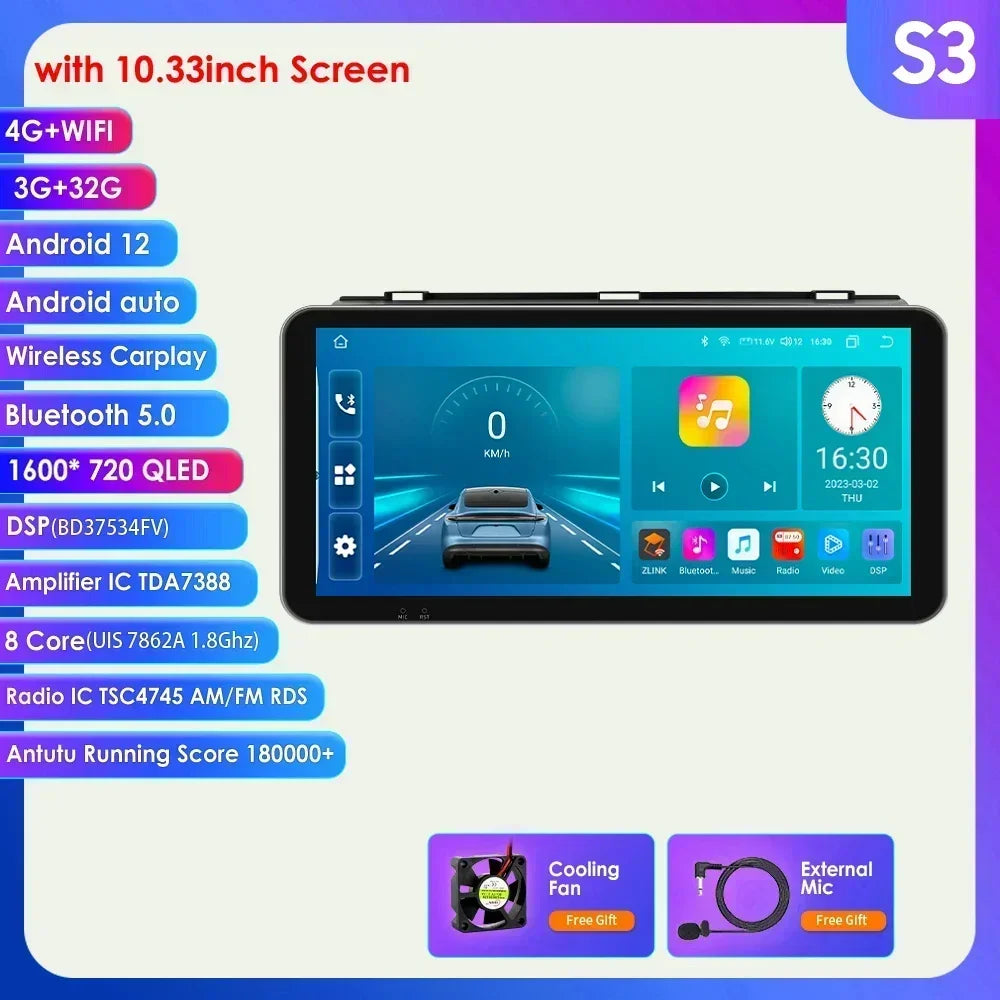 Mazda 3 2004-2009 9" / 10,33"  Android 14 Carplay Android auto wireless wifi bt gps 4g AUTMZAMD3
