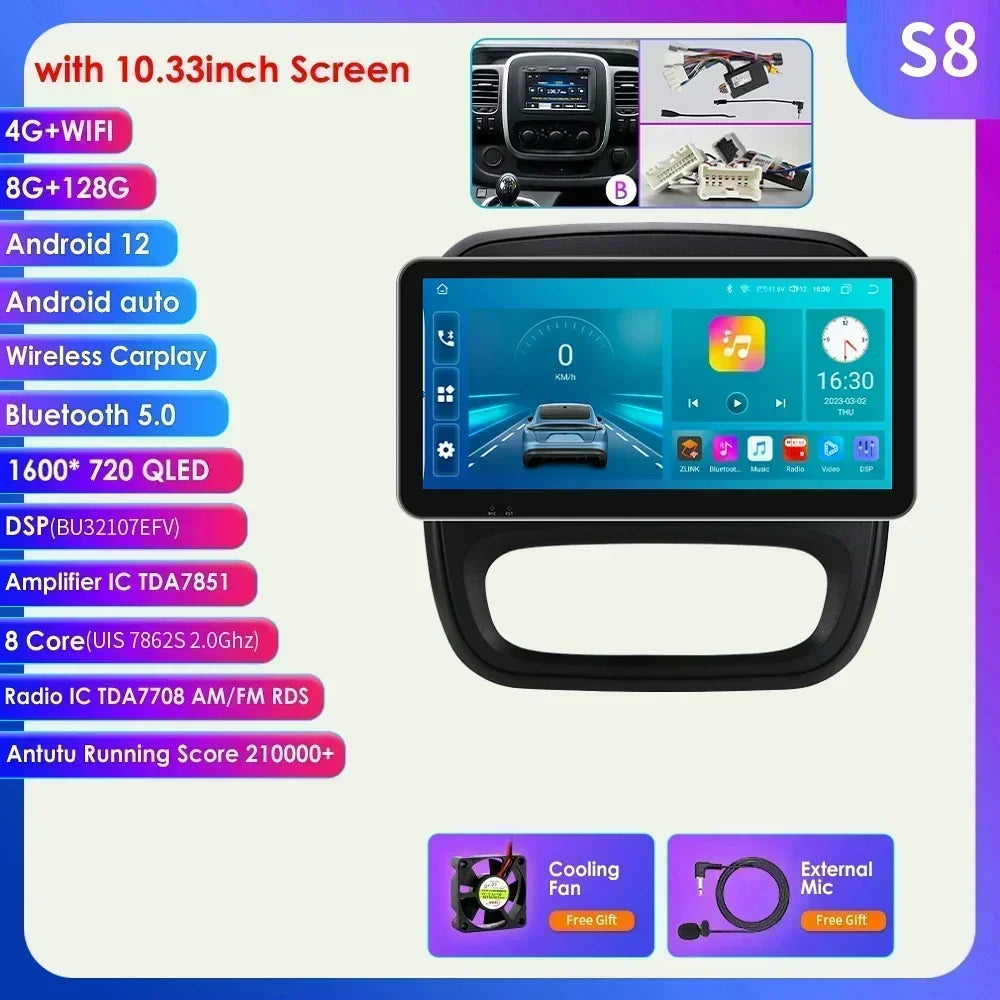 Fiat Talento Renault Trafic 3 / Opel Vivaro B 2014-2021 9" Android 14 Carplay Android auto wireless wifi bt gps 4g AUTMUYH9