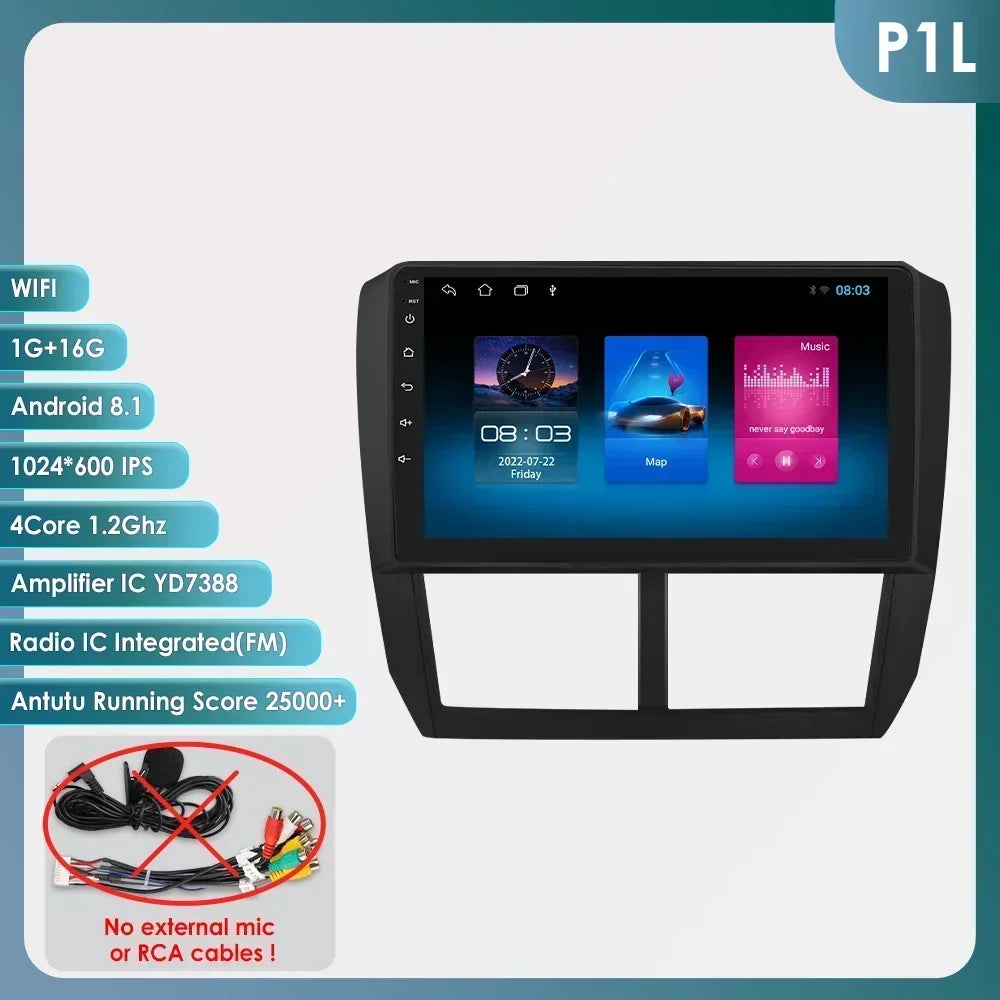 Subaru Forester 3 SH 2007-2013 Impreza WRX  " Android 14 Carplay Android auto wireless wifi bt gps 4g AUTMFSTSB