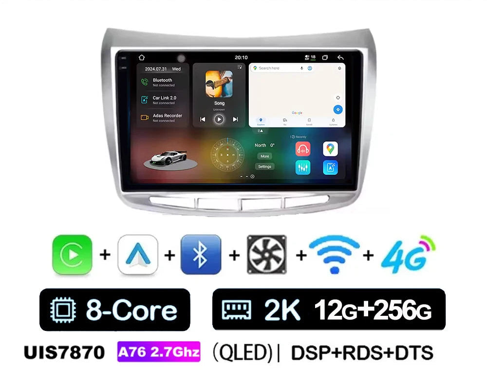 Cartablet 9"  Lancia Delta 2009-2019 Android 14 Carplay Android auto wireless wifi bluetooth navigatore satellitare Europa radio RDS AUTMLNCDT