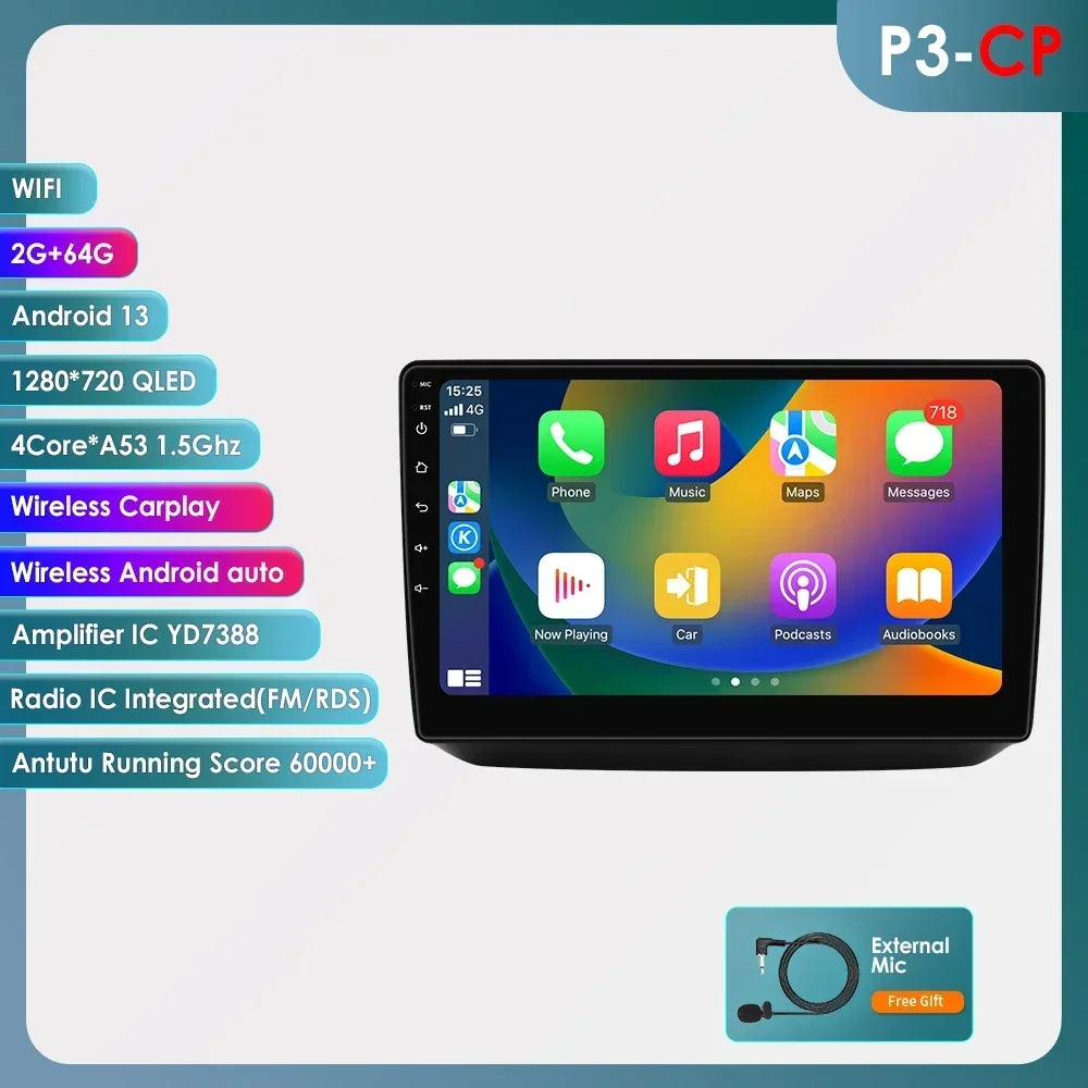 Skoda Fabia 2 2007 - 2014 10,1" Android 14 Carplay Android auto wireless wifi bt gps 4g  AUTMQ1FL