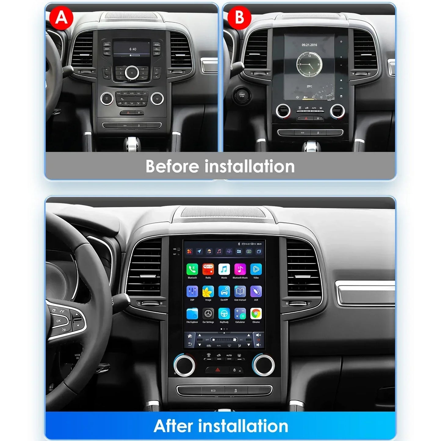 Renault Koleos Megane 4 Samsung SM6 Talisman 2017-2019 9,7" Android 14 Carplay Android auto wireless wifi bt gps 4g  AUTM9IJM