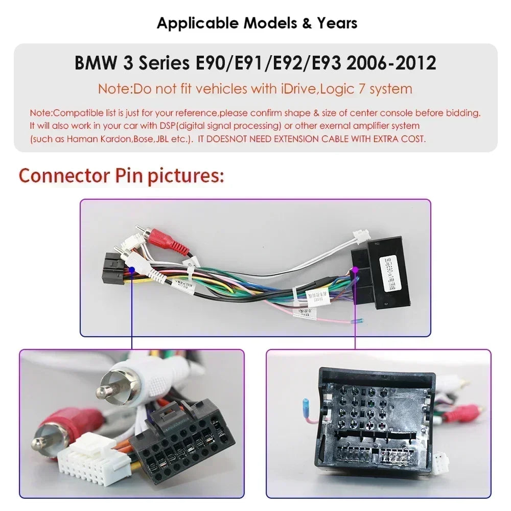 BMW E90/E91/E92/E93 3 Series 2006-2012 7" Android 14 Carplay Android auto wireless wifi bt gps 4g  AUTM70P3
