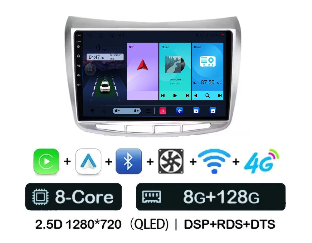 Cartablet 9"  Lancia Delta 2009-2019 Android 14 Carplay Android auto wireless wifi bluetooth navigatore satellitare Europa radio RDS AUTMLNCDT