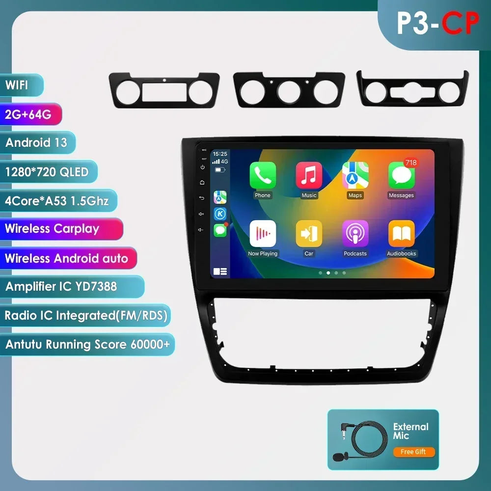 Skoda Yeti 5L 2009-2014 9" 10,33" Android 14 Carplay Android auto wireless wifi bt gps 4g  AUTMXR7U