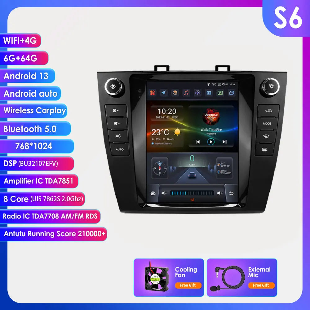 Subaru Outback 2015 - 2018  9.7" Android 14 Carplay Android auto wireless wifi bt gps 4g AUTMUTSB4