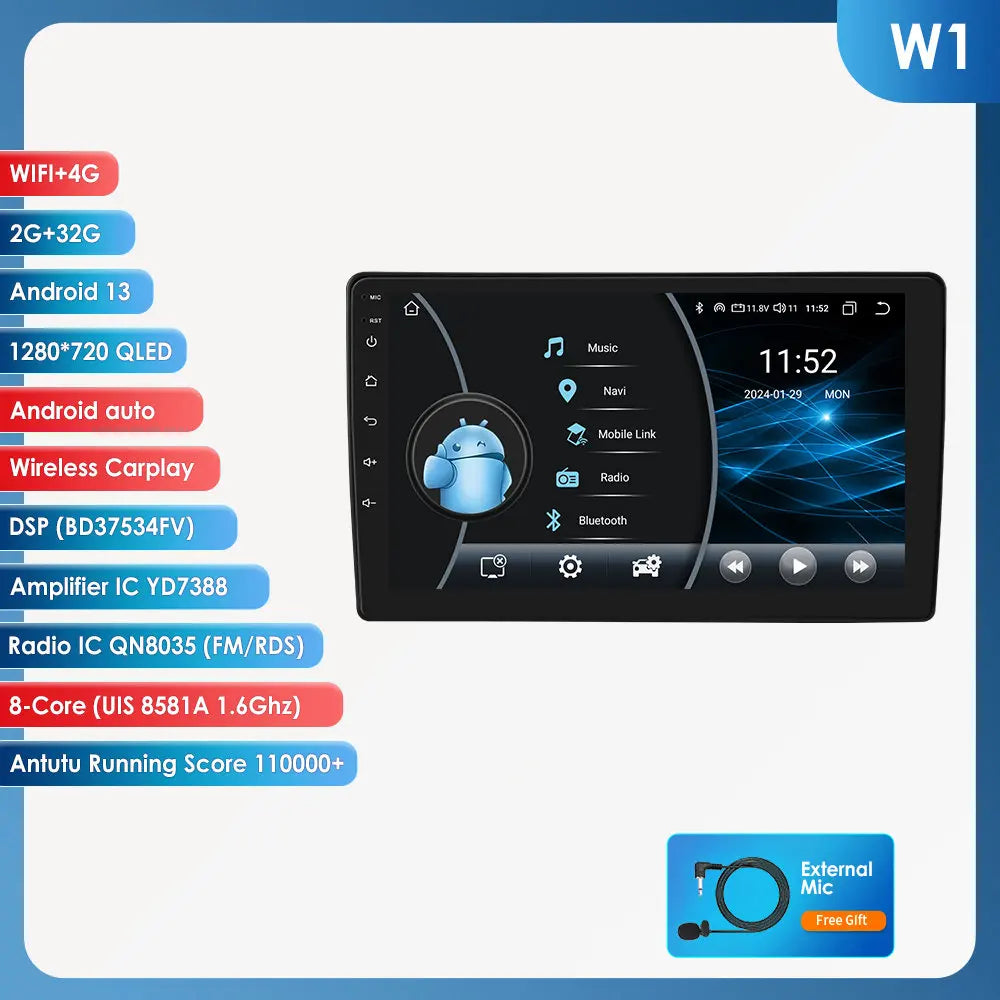 Citroen C2 C3 2001 - 2010 9" Android 14 Carplay Android auto wireless wifi bt gps 4g  AUTME40A