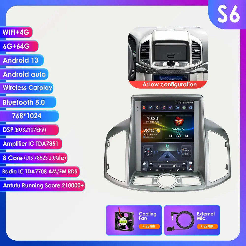 Chevrolet Captiva Sport 2011 - 2017 9,7" Android 14 Carplay Android auto wireless wifi bt gps 4g  AUTMXJ6J