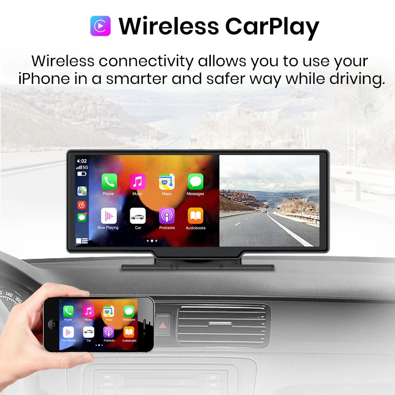 Videoregistratore Park DVR  Cam 24H da cruscotto Dual Lens e telecamera per la retromarcia Wifi Carplay e Android Auto 4K DVR Navigazione GPS  AUTMNAVPW3