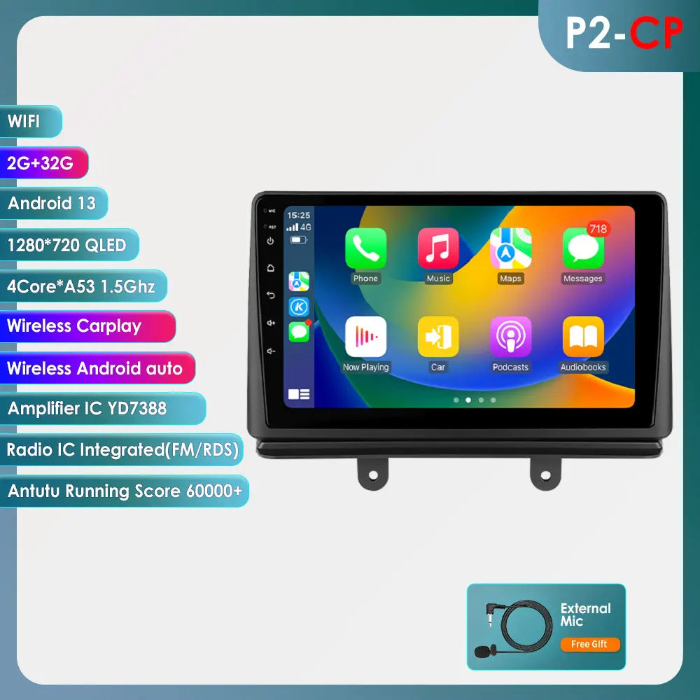 Fiat Doblo 2002-2009 9" Android 14 Carplay Android auto wireless wifi bt gps 4g AUTMJ1D0