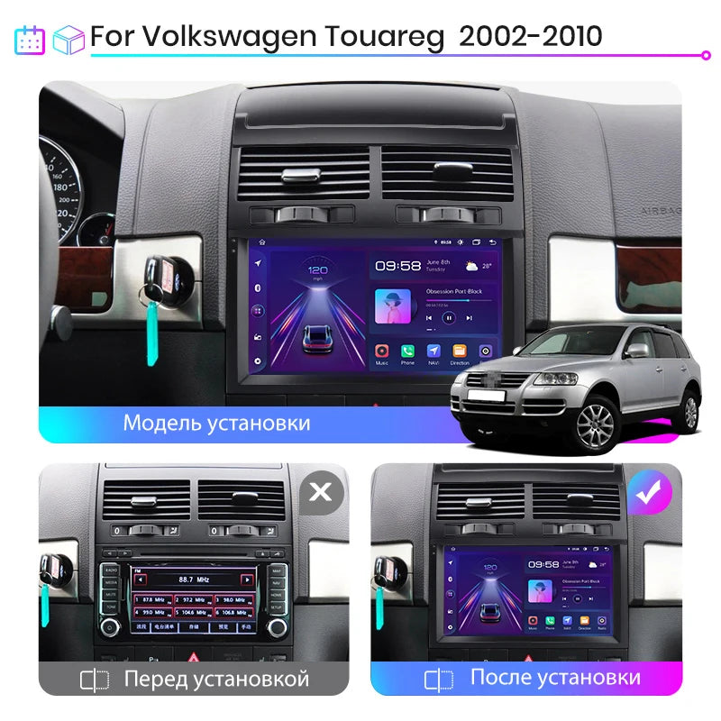 Volkswagen Touareg 2002-2010 V1 AI Voice Wireless CarPlay Android Auto Radio 4G Car Multimedia GPS 2din autoradio AUTMVWTGR7