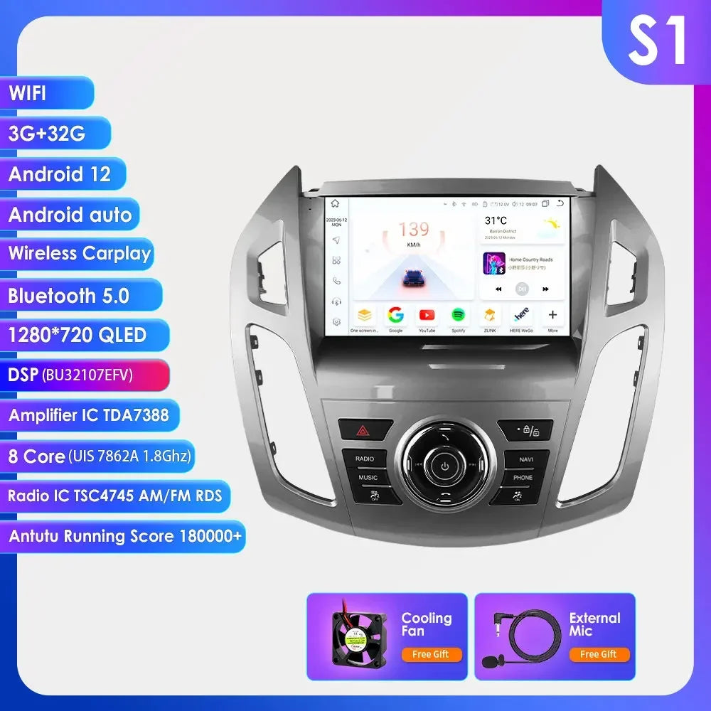 Ford Transit / Tourneo Connect 2013 - 2018 9" Android 14 Carplay Android auto wireless wifi bt gps 4g AUTMZ3HA