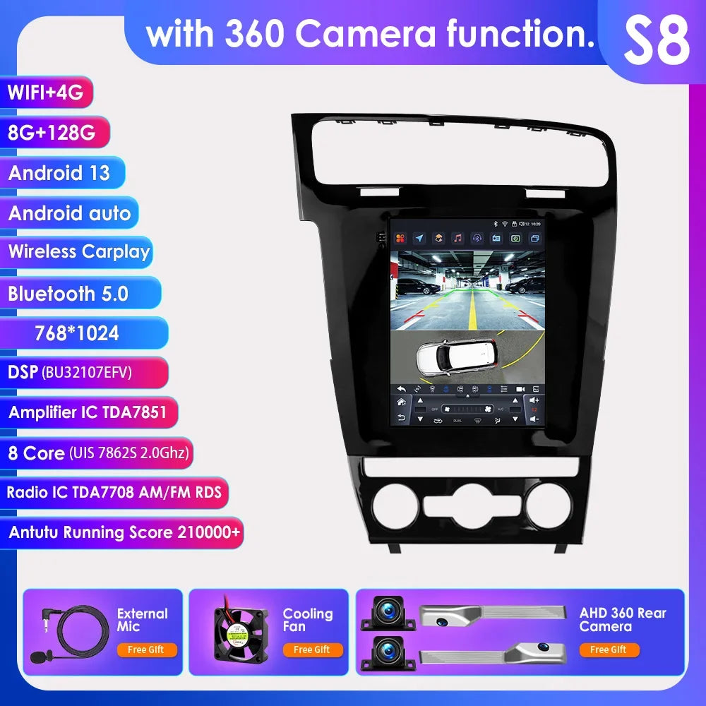 Volkswagen Golf 7 2014 -2018 9,7" Android 14 Carplay Android auto wireless wifi bt gps 4g  AUTM7VKQ