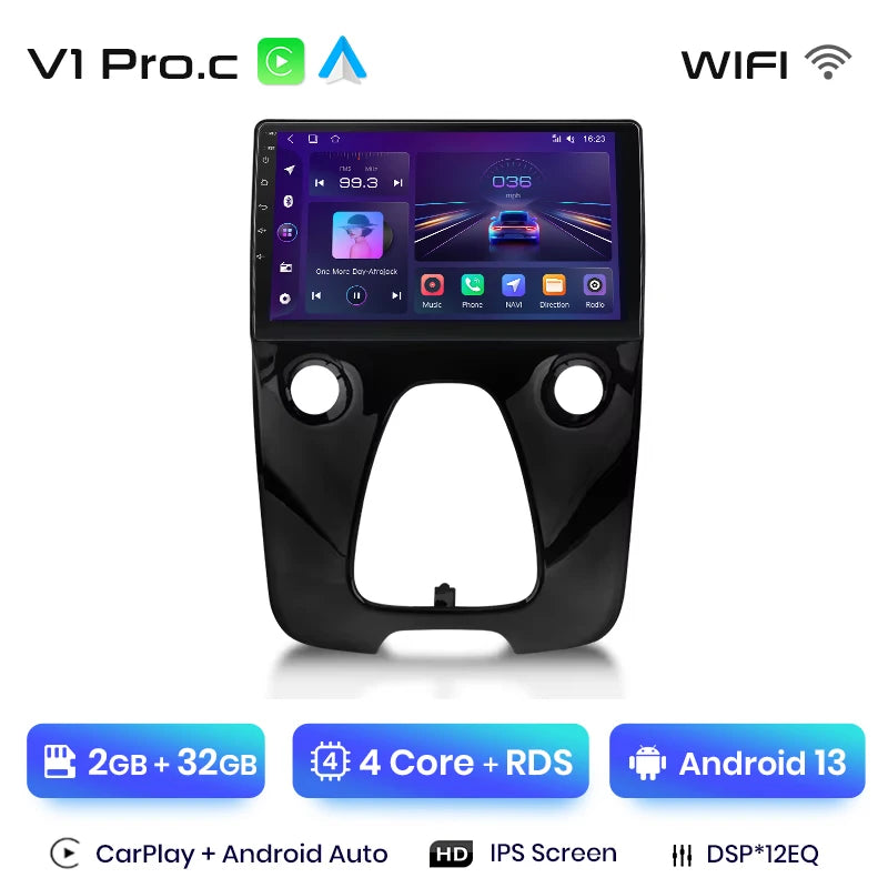 Toyota Aygo / CITROEN C1/ PEUGEOT 108 2014 - 2021 9"  Wireless Android Auto Carplay Radio RDS WIFI BT GPS 4G Car Multimedia AUTMPEGCIT3