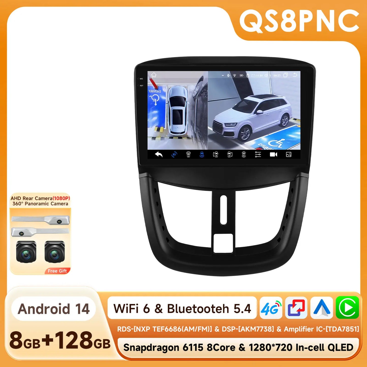 Peugeot SW 207 CC 207 CC 2006-2015  Car Radio RDS WIFI BT GPS wireless CarPlay Android Auto AUTM7MEAP
