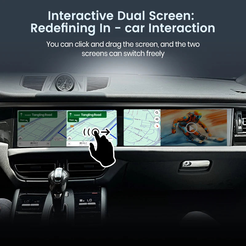 Porsche Macan 2014-2024 Autoradio wireless interattiva a 2 schermi da 12,3 pollici con CarPlay / Android auto wireless  per l'intrattenimento del copilota e del passeggero AUTM9NRU