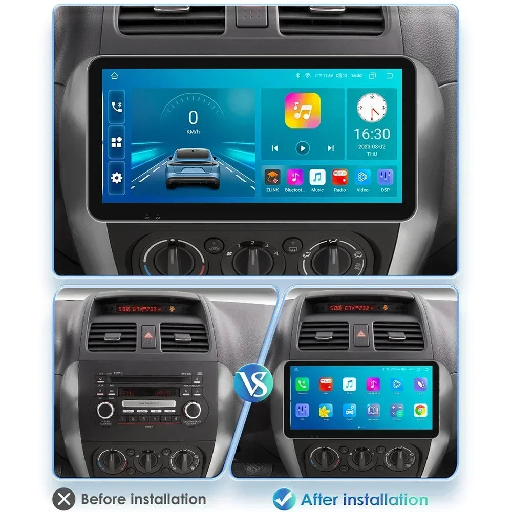 Suzuki SX4/Fiat sedici  2005-2014 9" Android 14 Carplay Android auto wireless wifi bt gps 4g AUTMDSJD