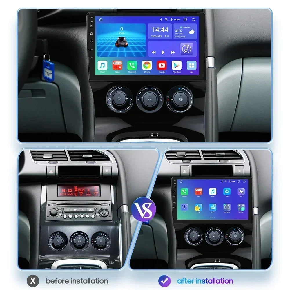Peugeot 3008 5008  2009-2015 9" Android 14 Carplay Android auto wireless wifi bt gps 4g AUTMGA43